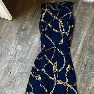 Ralph Lauren blue and chain print sleeveless dress. Worn 2 times only.